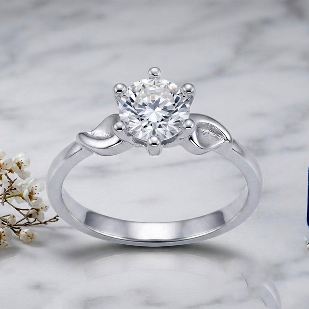 The99Jewel Silver Plated CZ Solitaire Adjustable Ring with Box