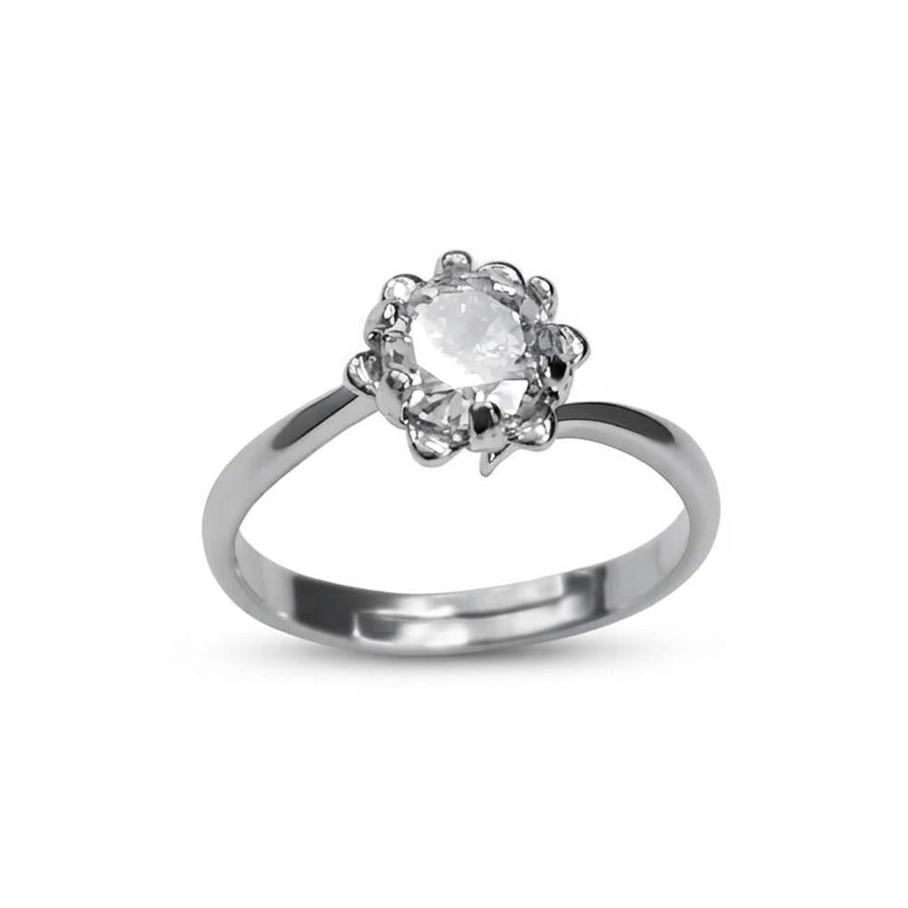 The99Jewel Silver Plated CZ Solitaire Adjustable Ring with Box