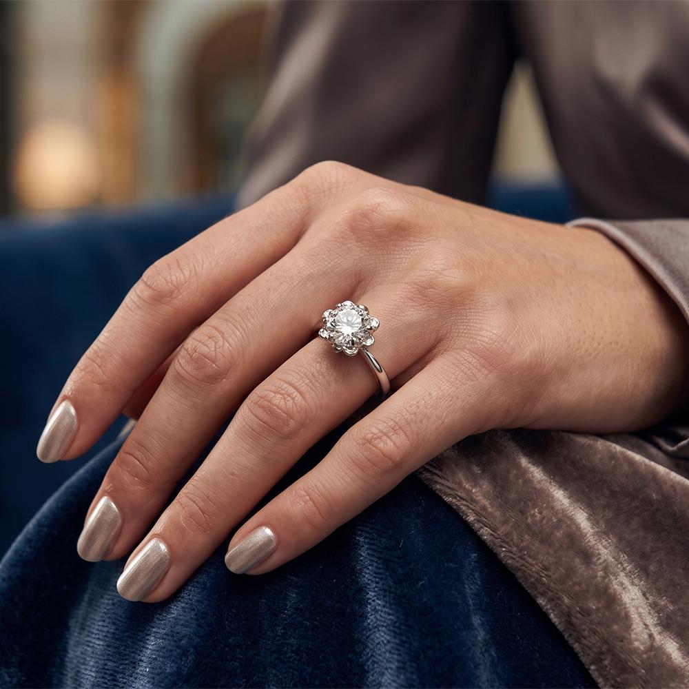 The99Jewel Silver Plated CZ Solitaire Adjustable Ring with Box