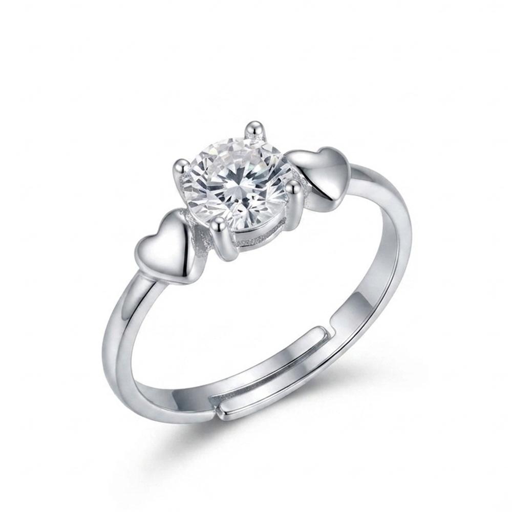 The99Jewel Silver Plated CZ Solitaire Adjustable Ring with Box