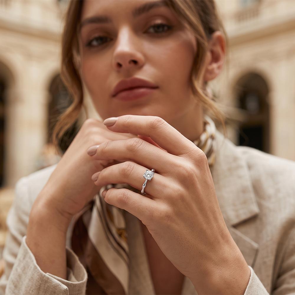 The99Jewel Silver Plated CZ Solitaire Adjustable Ring with Box