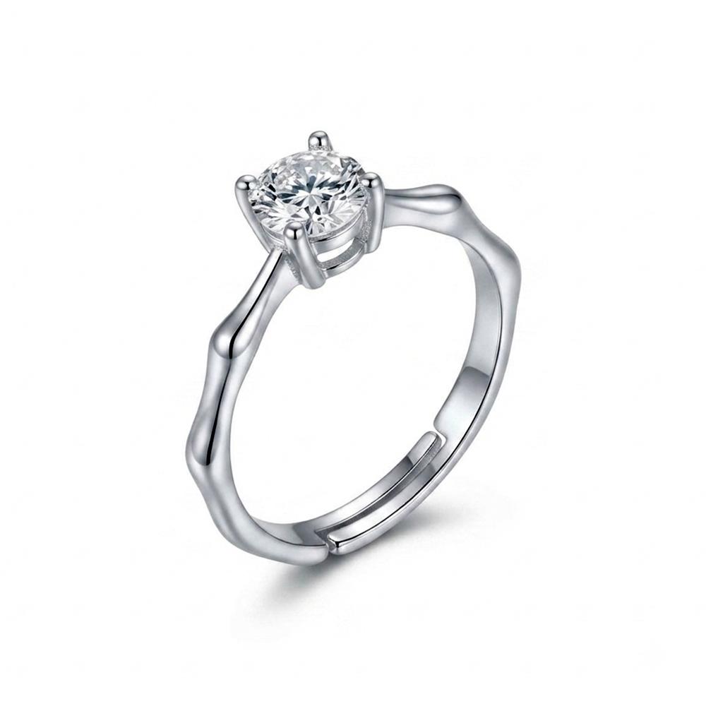 The99Jewel Silver Plated CZ Solitaire Adjustable Ring with Box