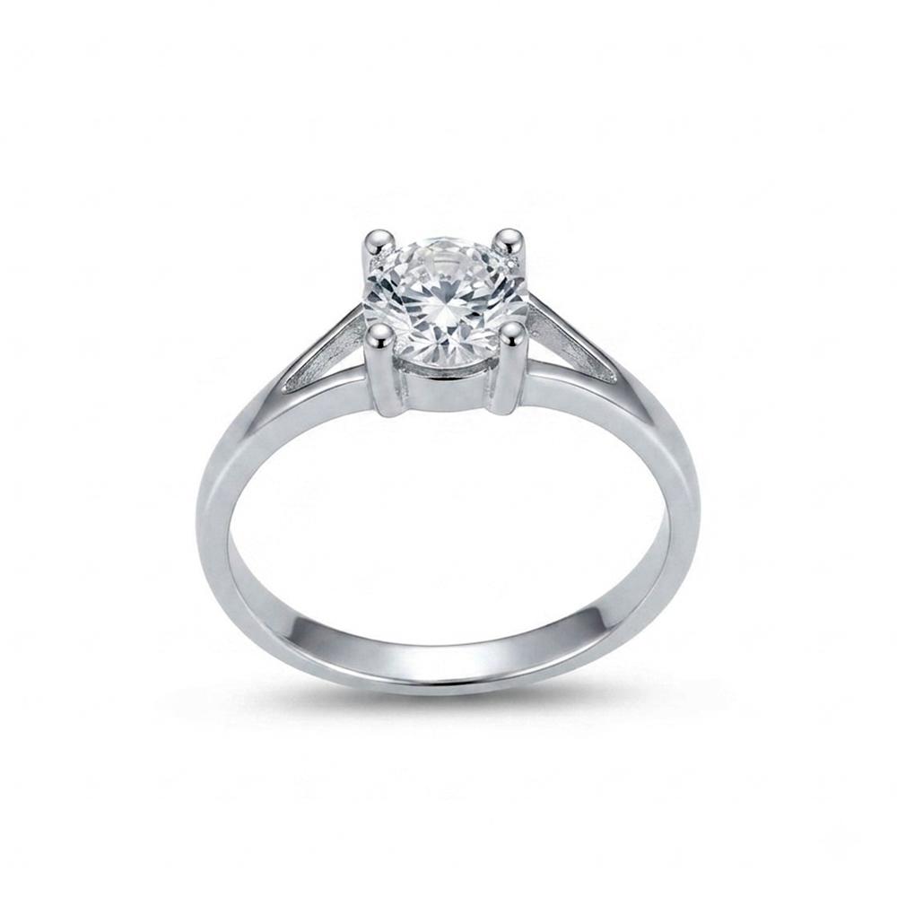 The99Jewel Silver Plated CZ Solitaire Adjustable Ring with Box