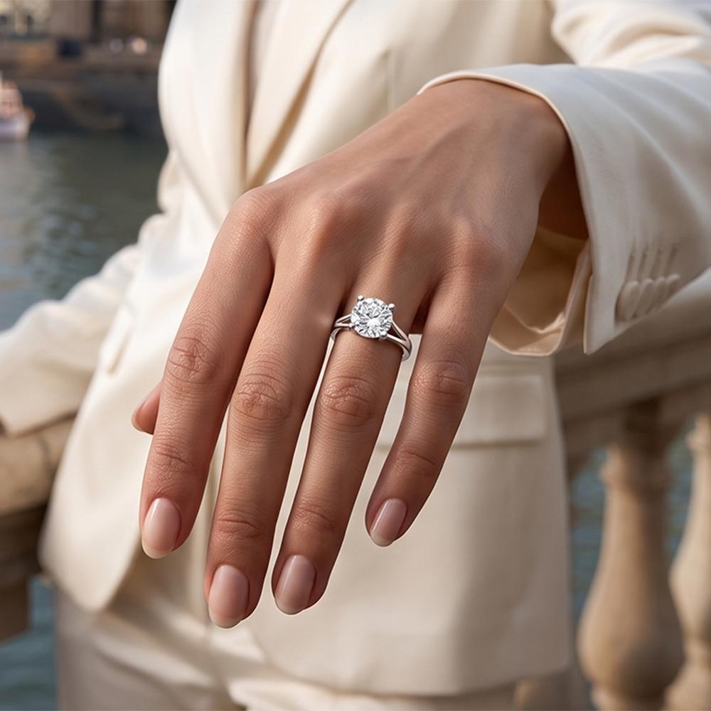 The99Jewel Silver Plated CZ Solitaire Adjustable Ring with Box