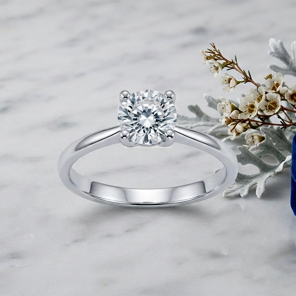 The99Jewel Silver Plated CZ Solitaire Adjustable Ring with Box