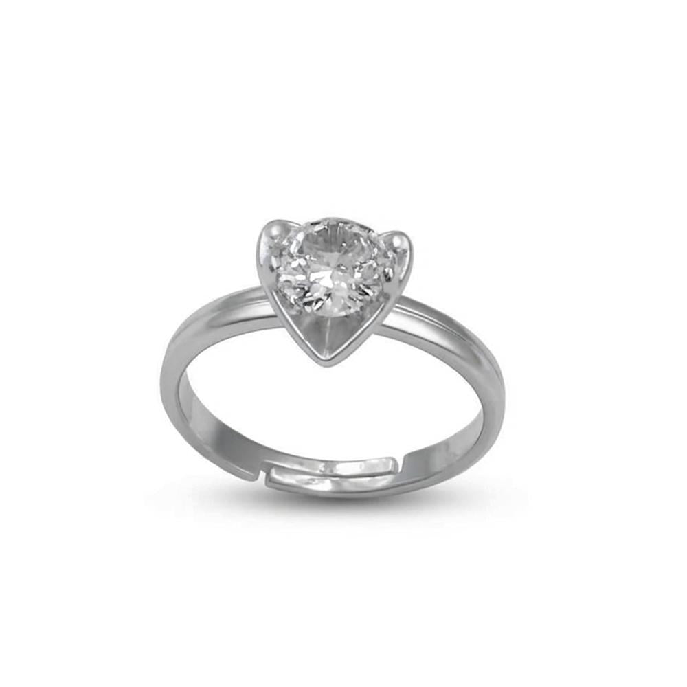 The99Jewel Silver Plated CZ Solitaire Adjustable Ring with Box