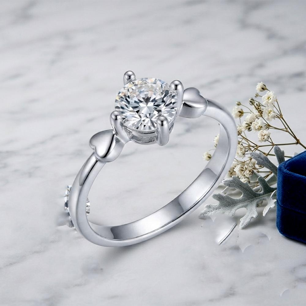 The99Jewel Silver Plated CZ Solitaire Adjustable Ring with Box