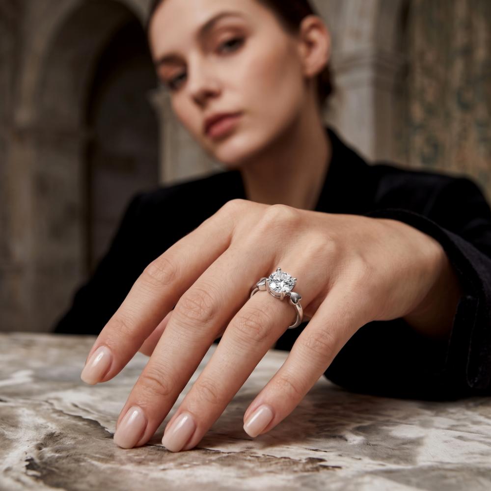 The99Jewel Silver Plated CZ Solitaire Adjustable Ring with Box
