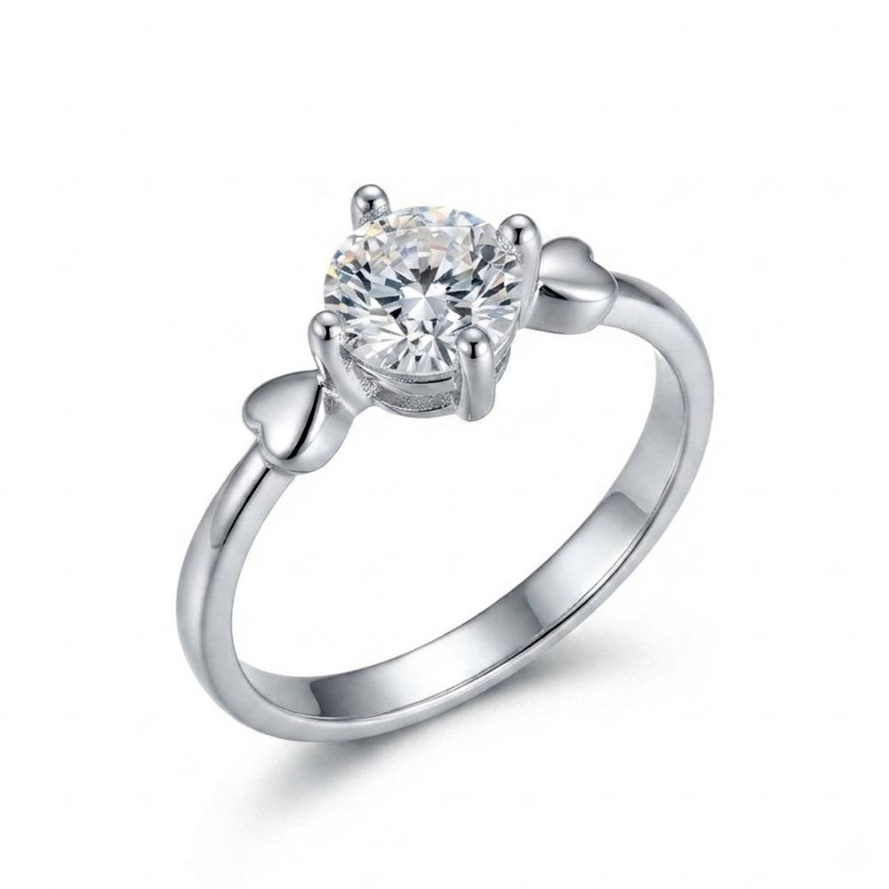 The99Jewel Silver Plated CZ Solitaire Adjustable Ring with Box