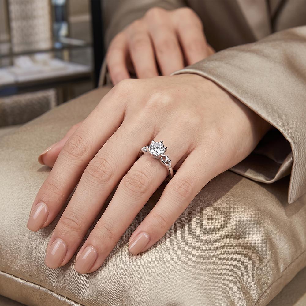 The99Jewel Silver Plated CZ Solitaire Adjustable Ring with Box