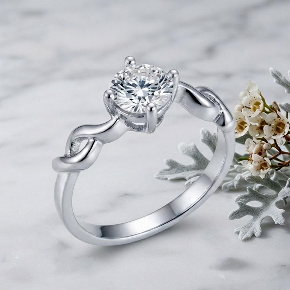 The99Jewel Silver Plated CZ Solitaire Adjustable Ring with Box