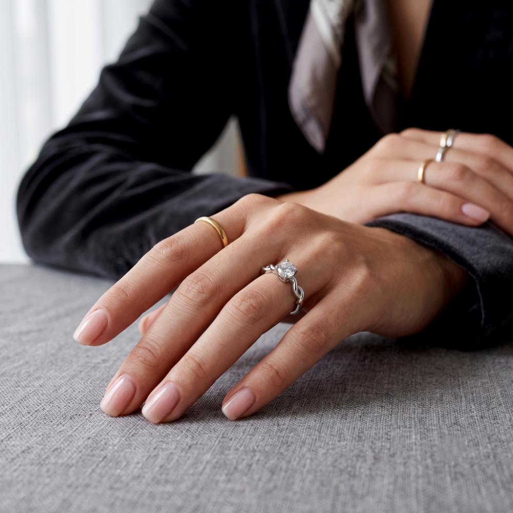 The99Jewel Silver Plated CZ Solitaire Adjustable Ring with Box