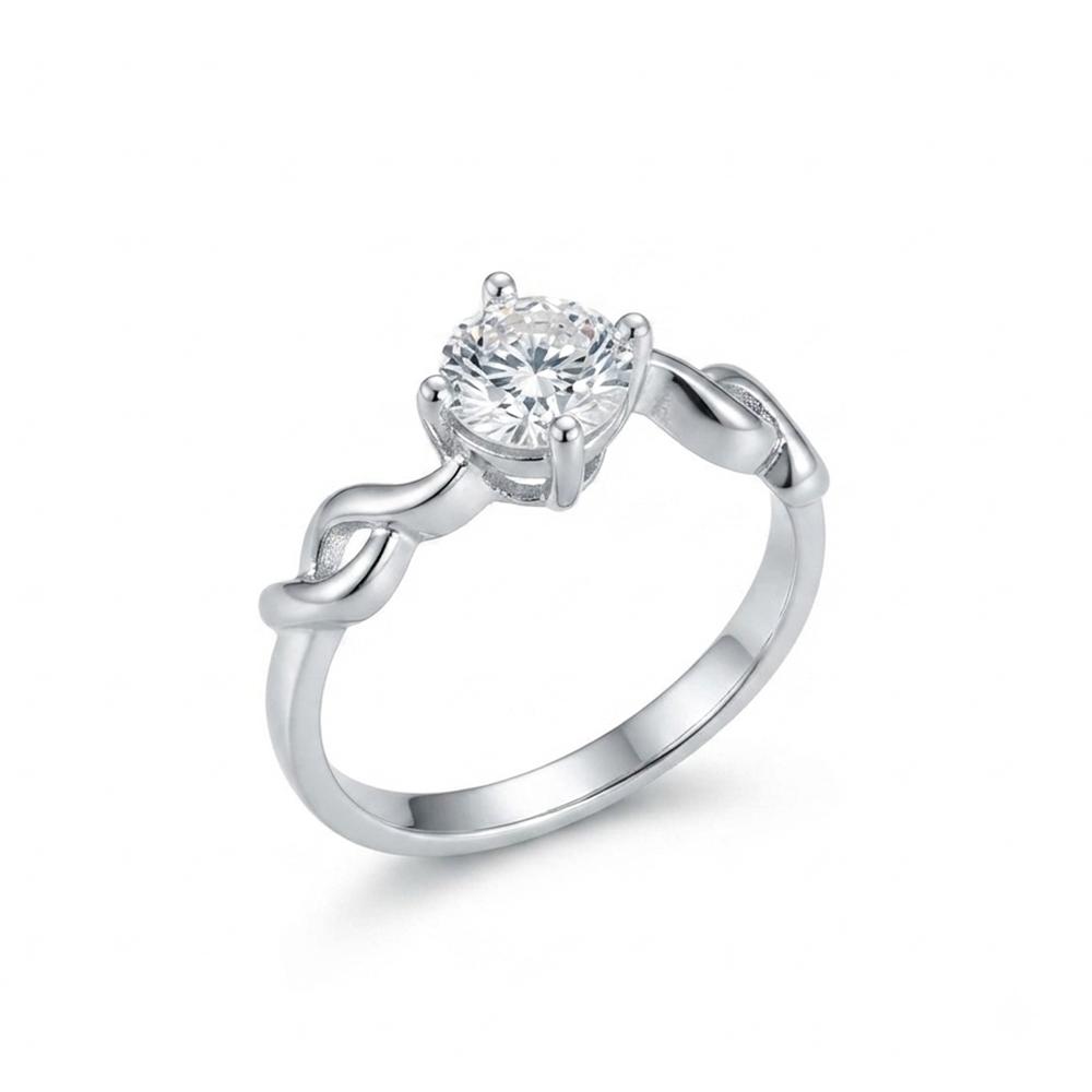 The99Jewel Silver Plated CZ Solitaire Adjustable Ring with Box