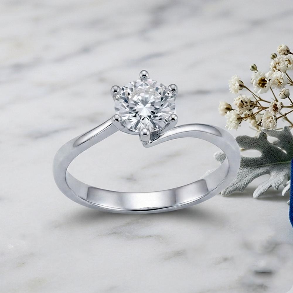 The99Jewel Silver Plated CZ Solitaire Adjustable Ring with Box