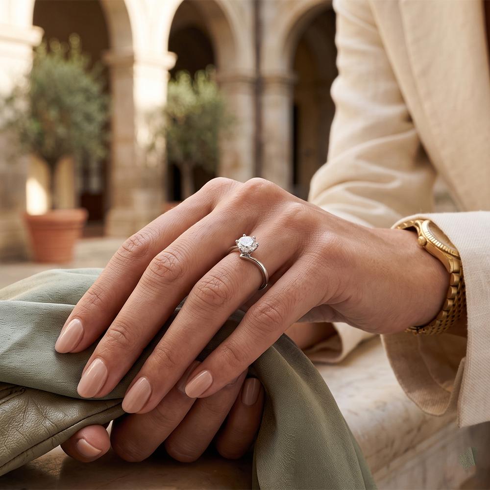 The99Jewel Silver Plated CZ Solitaire Adjustable Ring with Box