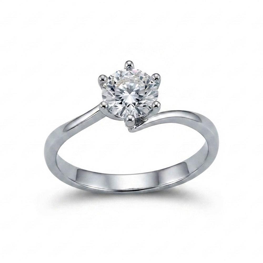 The99Jewel Silver Plated CZ Solitaire Adjustable Ring with Box