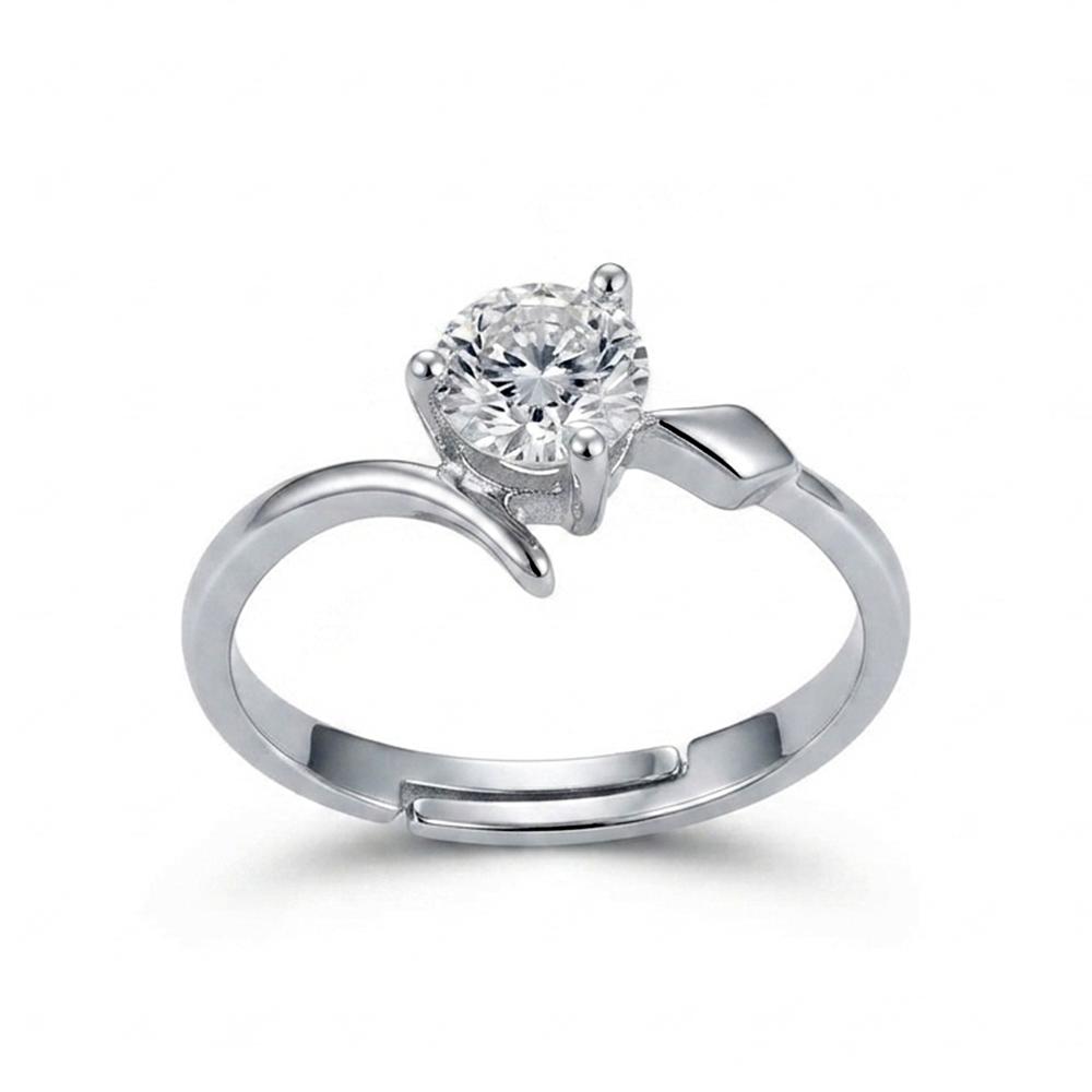 The99Jewel Silver Plated CZ Solitaire Adjustable Ring with Box