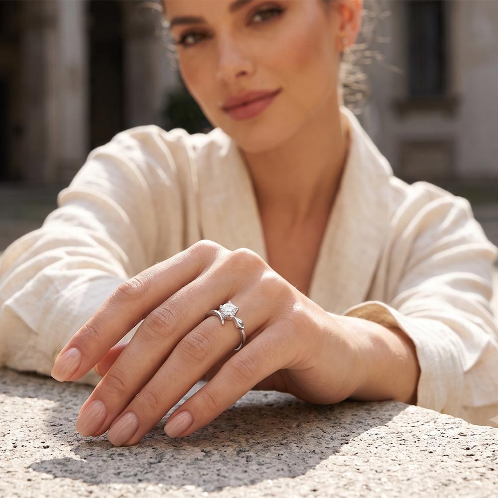 The99Jewel Silver Plated CZ Solitaire Adjustable Ring with Box