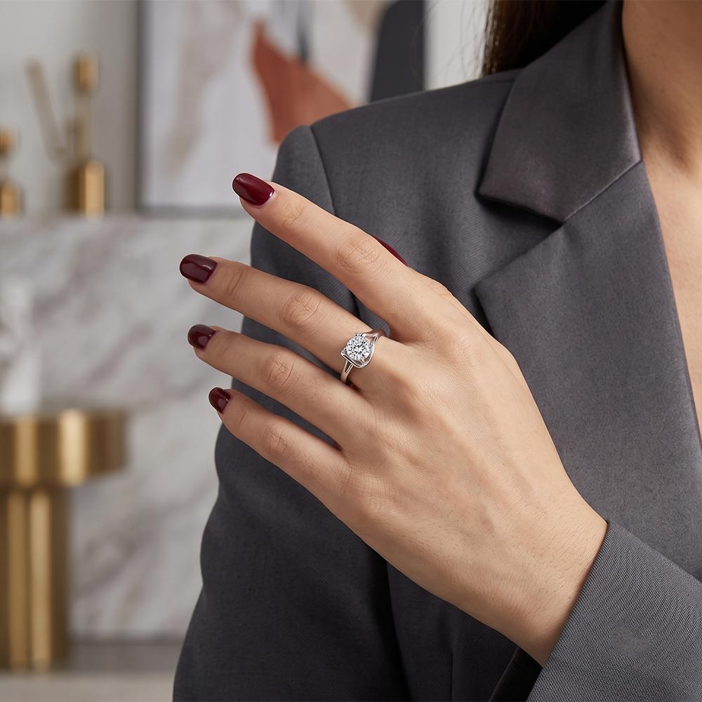 The99Jewel Silver Plated CZ Solitaire Adjustable Ring with Box