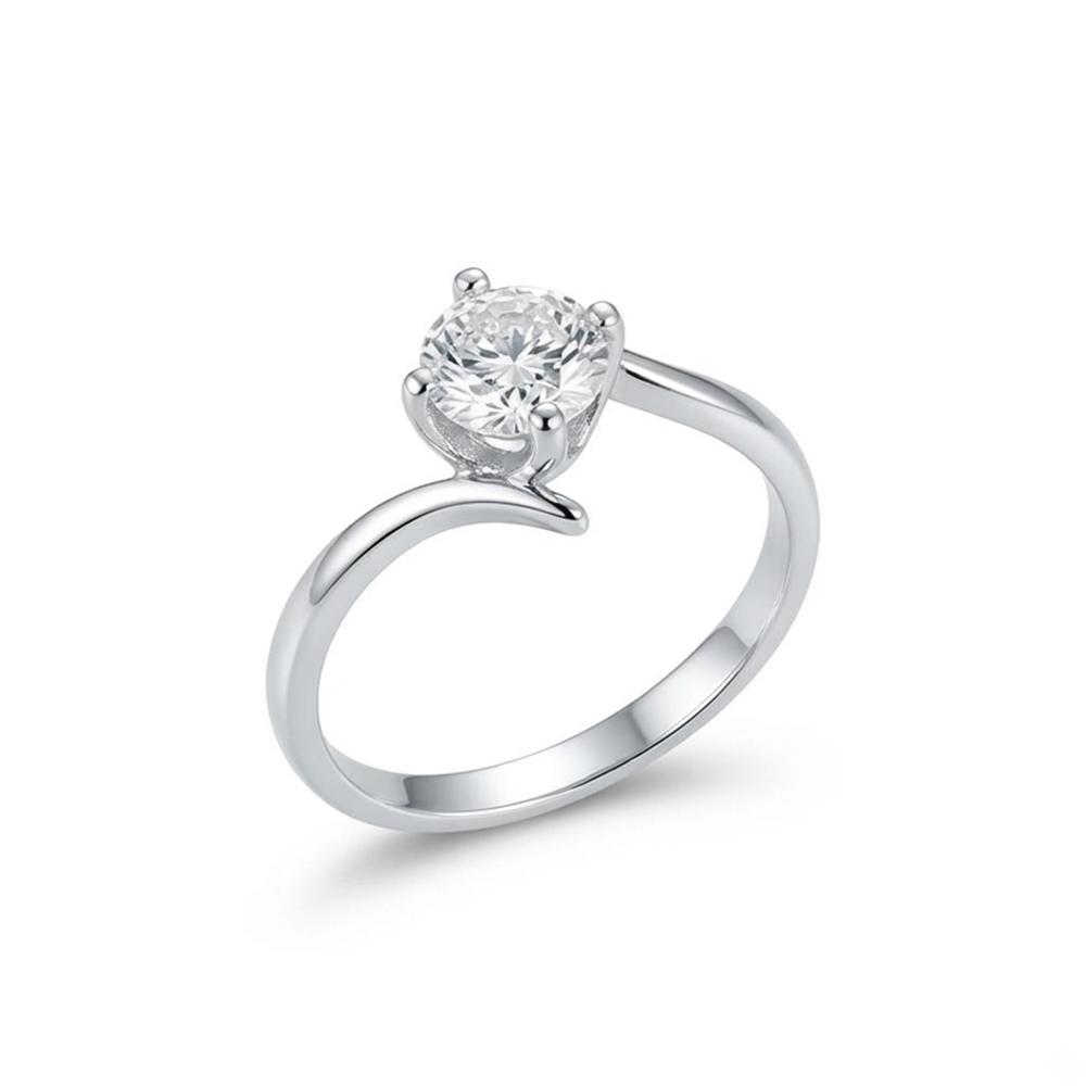 The99Jewel Silver Plated CZ Solitaire Adjustable Ring with Box