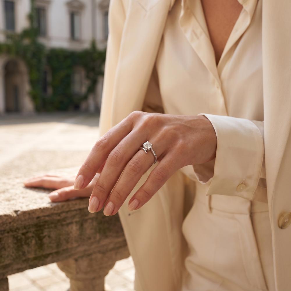 The99Jewel Silver Plated CZ Solitaire Adjustable Ring with Box