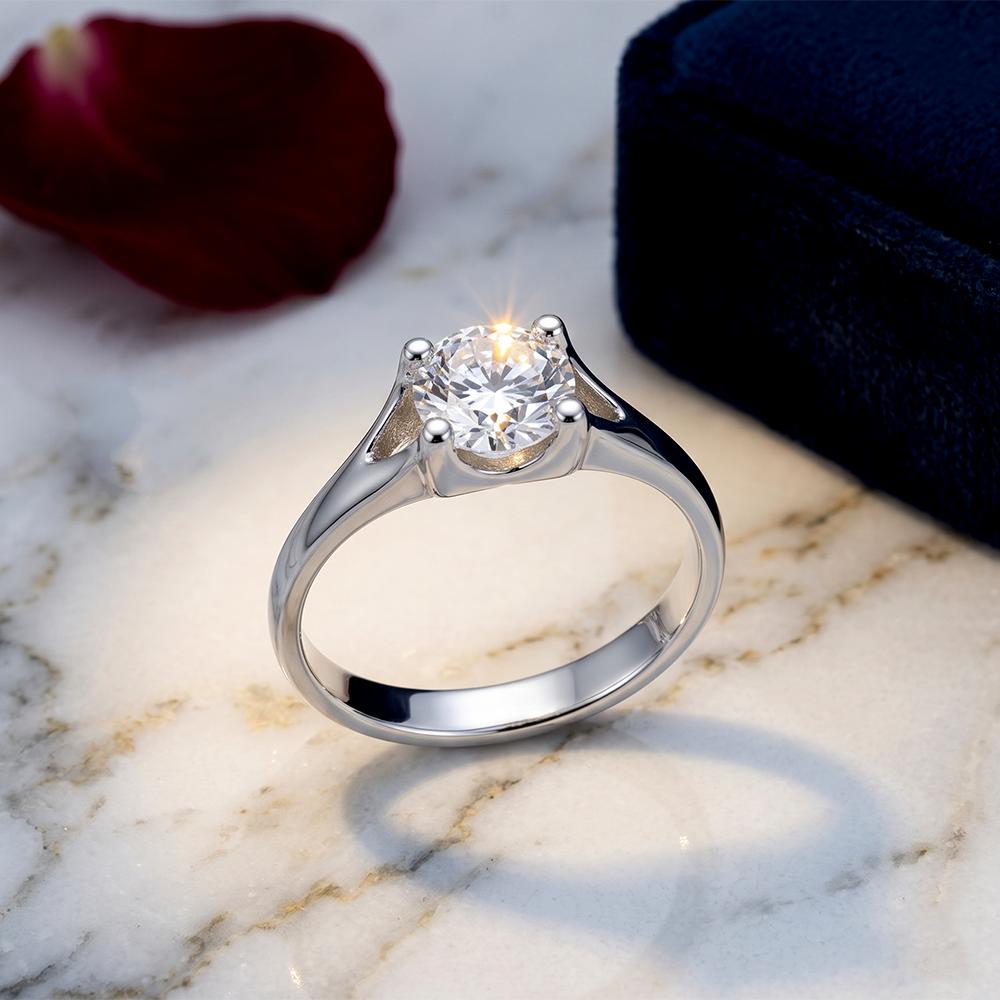 The99Jewel Silver Plated CZ Solitaire Adjustable Ring with Box