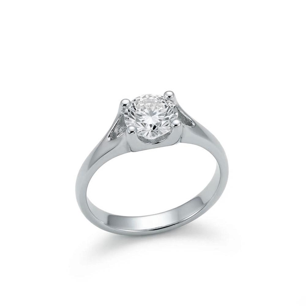 The99Jewel Silver Plated CZ Solitaire Adjustable Ring with Box