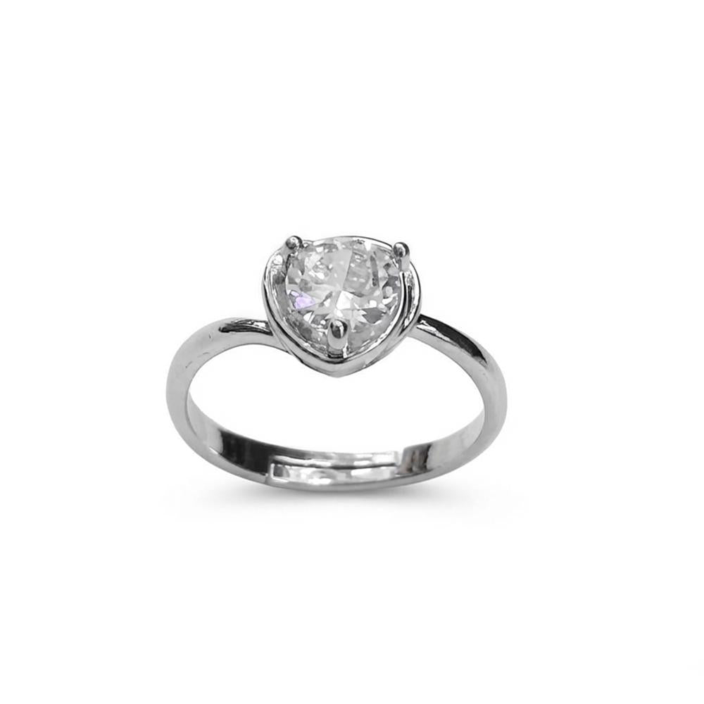 The99Jewel Silver Plated CZ Solitaire Adjustable Ring with Box