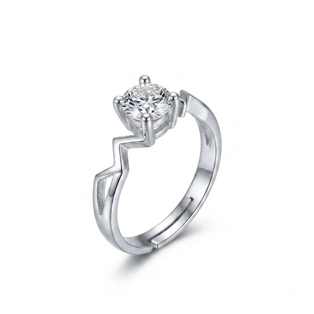 The99Jewel Silver Plated CZ Solitaire Adjustable Ring with Box