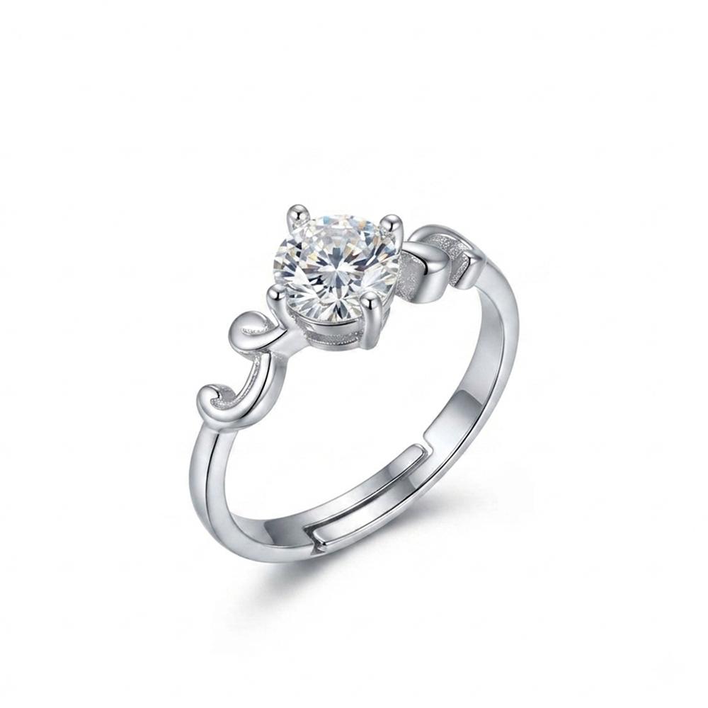 The99Jewel Silver Plated CZ Solitaire Adjustable Ring with Box
