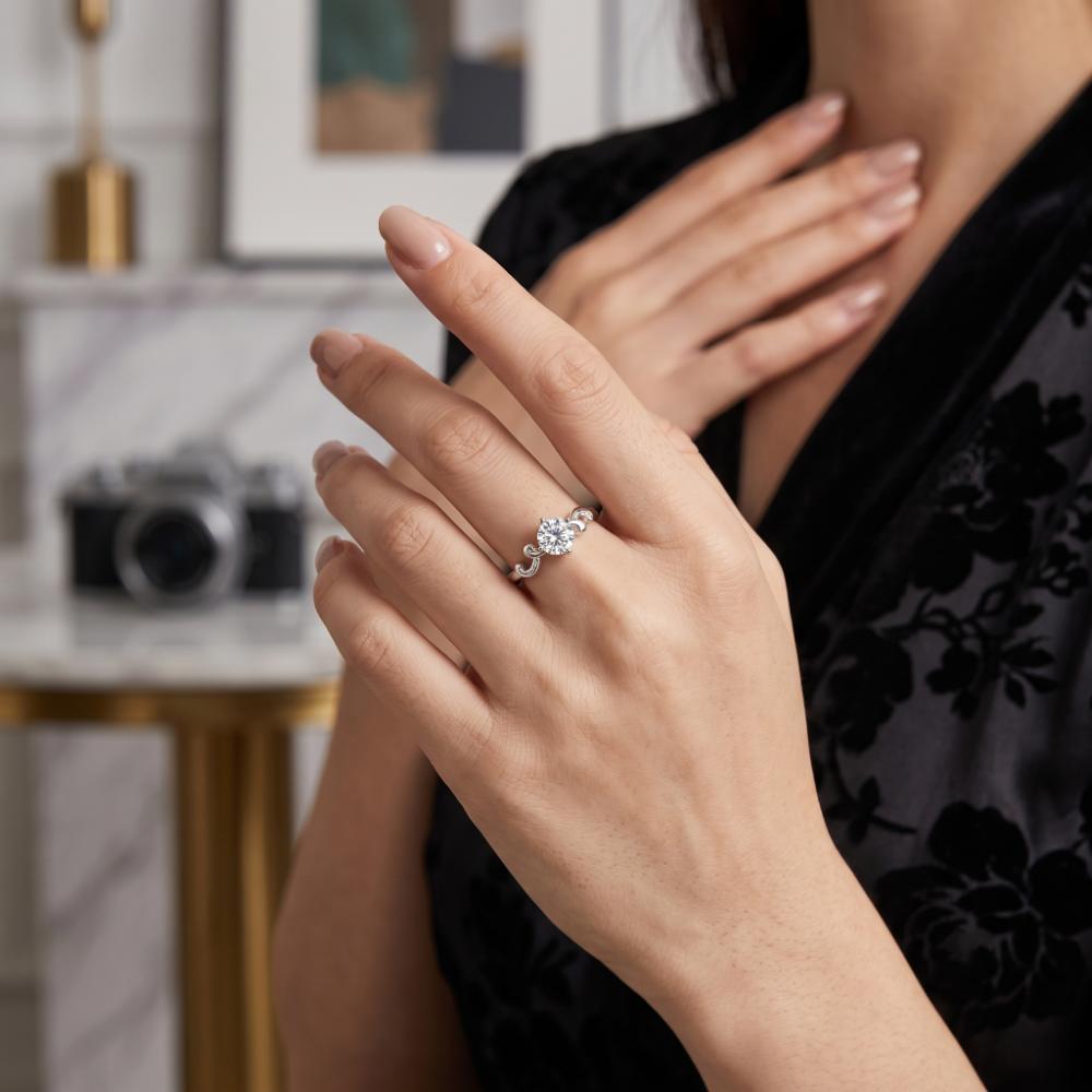 The99Jewel Silver Plated CZ Solitaire Adjustable Ring with Box