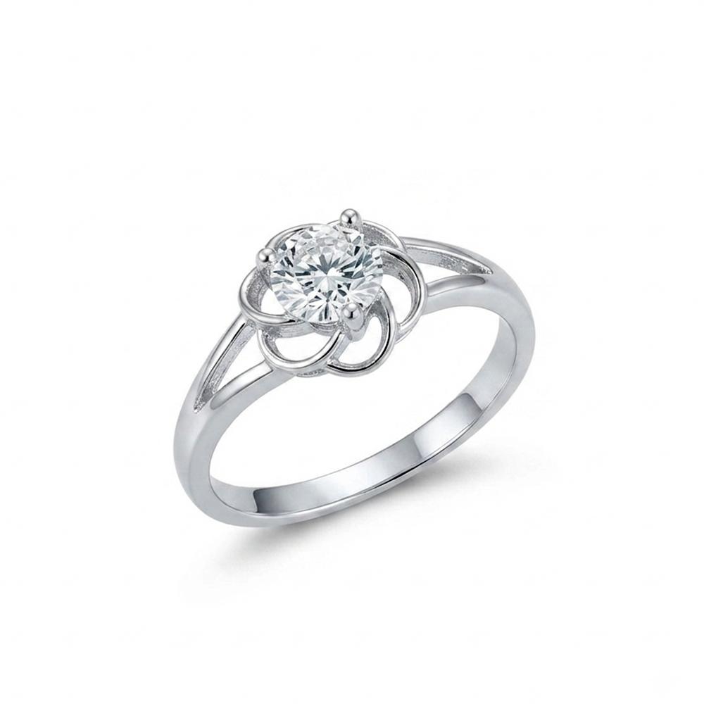 The99Jewel Silver Plated CZ Solitaire Adjustable Ring with Box