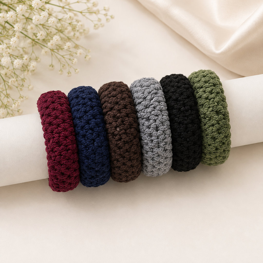 The99Jewel Set of 6 Thick Knit Hair Rubber Bands for Women & Girls