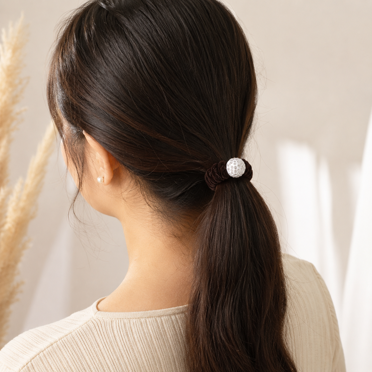 The99Jewel Premium Velvet Hair Scrunchie with Crystal Bead For Women & Girls