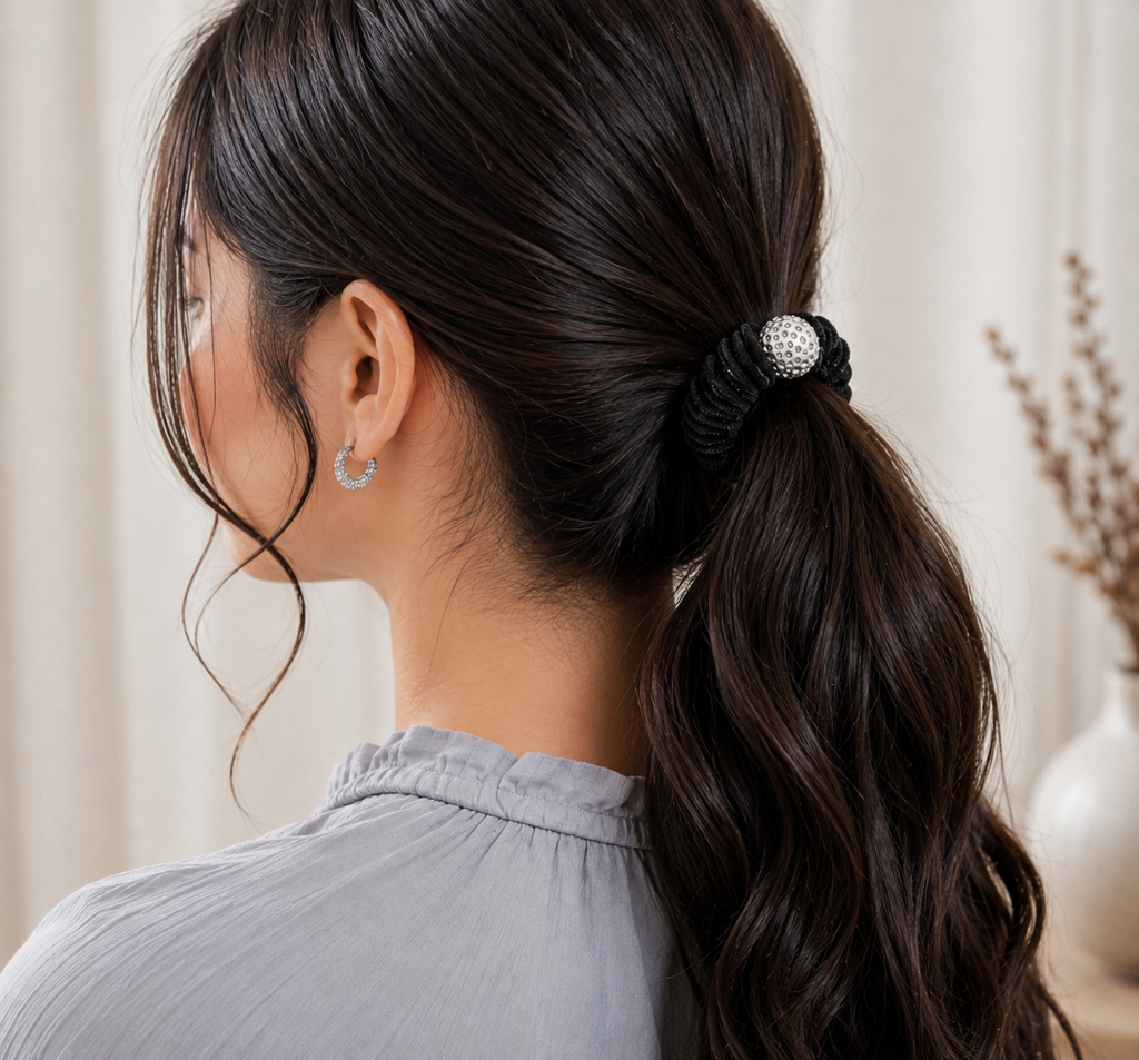 The99Jewel Premium Velvet Hair Scrunchie with Crystal Bead For Women & Girls
