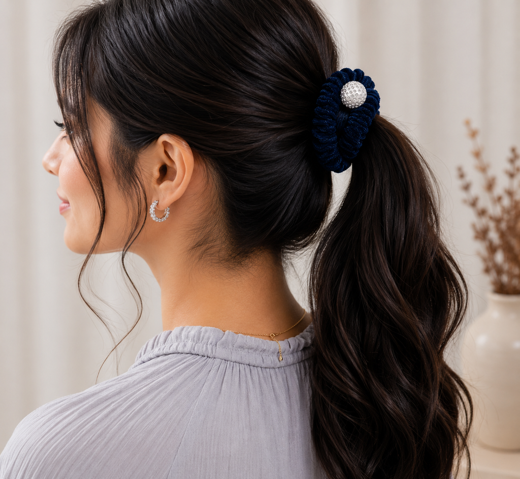 The99Jewel Premium Velvet Hair Scrunchie with Crystal Bead For Women & Girls