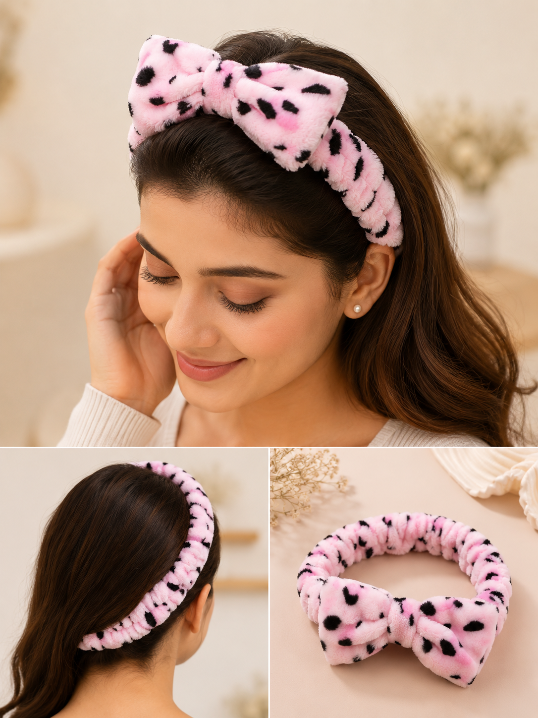 The99Jewel Cute Fuzzy Bow Soft & Stylish Hair Band For Girls