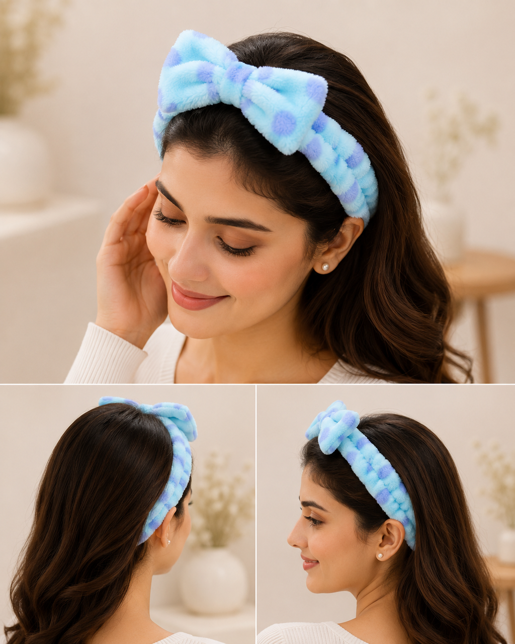 The99Jewel Cute Fuzzy Bow Soft & Stylish Hair Band For Girls