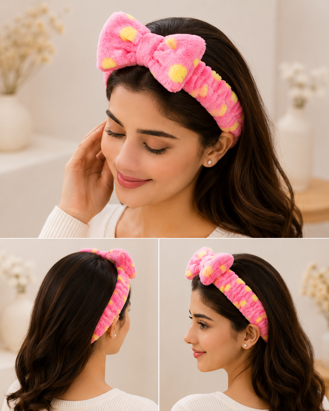 The99Jewel Cute Fuzzy Bow Soft & Stylish Hair Band For Girls