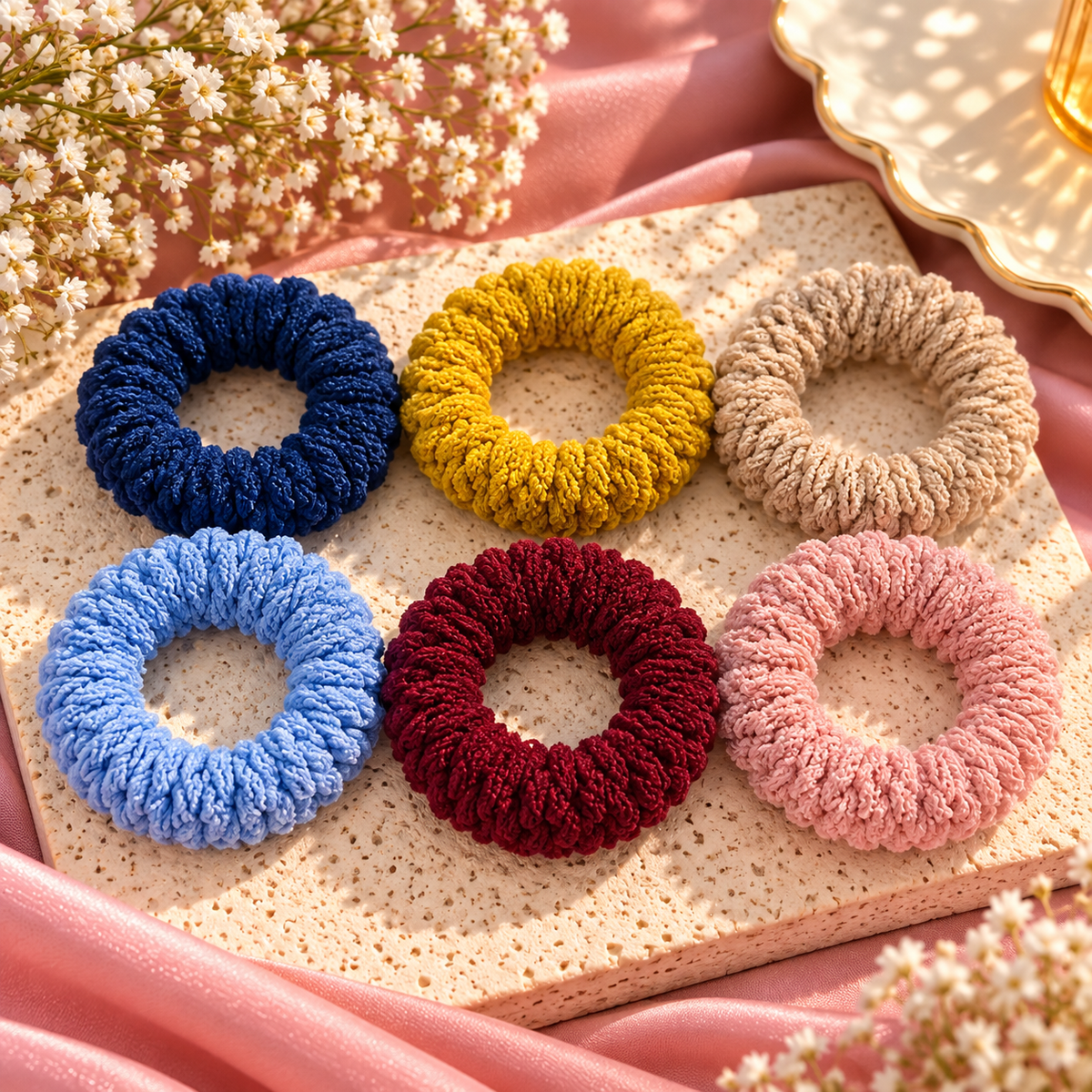 The99Jewel Set of 6 Multicolor Thick Knit Hair Rubber Bands for Women & Girls