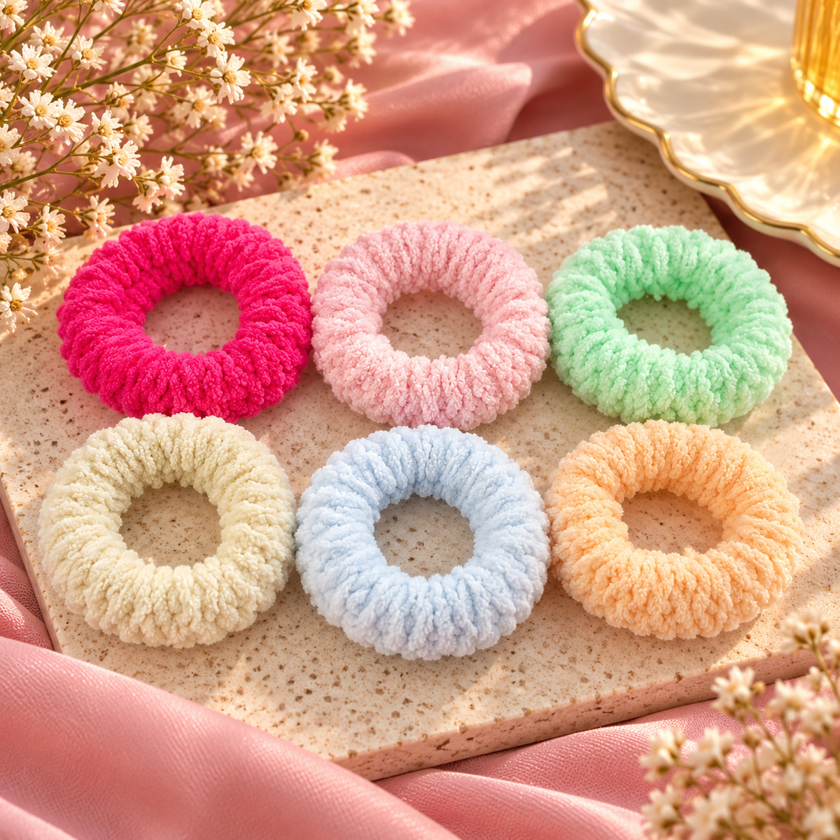 The99Jewel Set of 6 Multicolor Thick Knit Hair Rubber Bands for Women & Girls