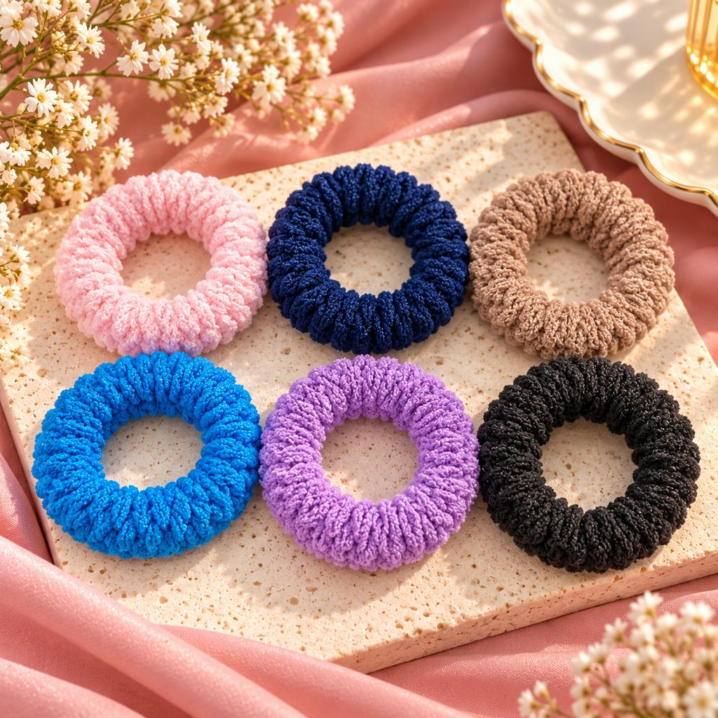 The99Jewel Set of 6 Multicolor Thick Knit Hair Rubber Bands for Women & Girls