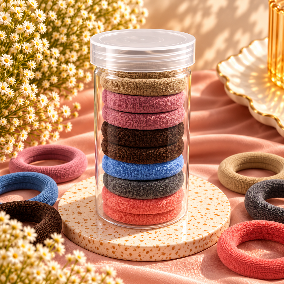 The99Jewel Set of 12 Soft Multicolor Hair Rubber Bands for Women & Girls