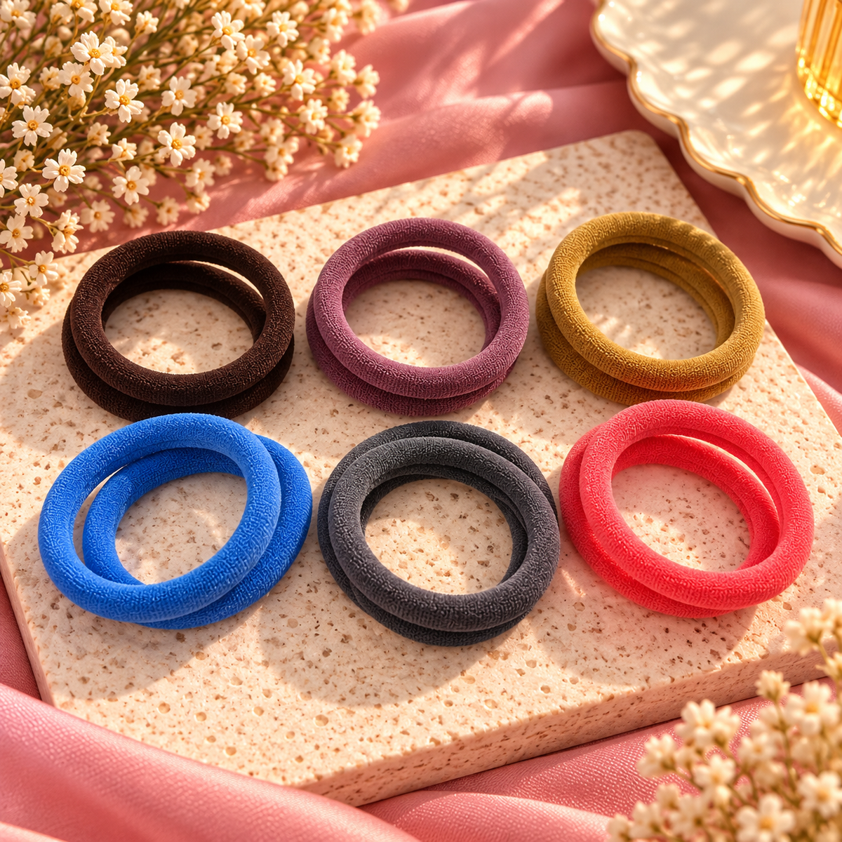 The99Jewel Set of 12 Soft Multicolor Hair Rubber Bands for Women & Girls