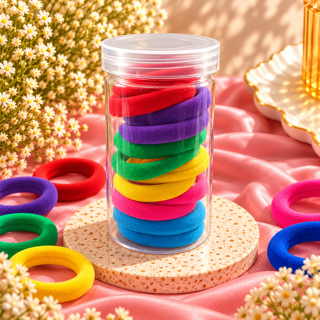 The99Jewel Set of 12 Soft Multicolor Hair Rubber Bands for Women & Girls