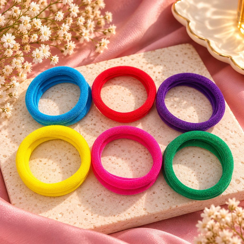 The99Jewel Set of 12 Soft Multicolor Hair Rubber Bands for Women & Girls