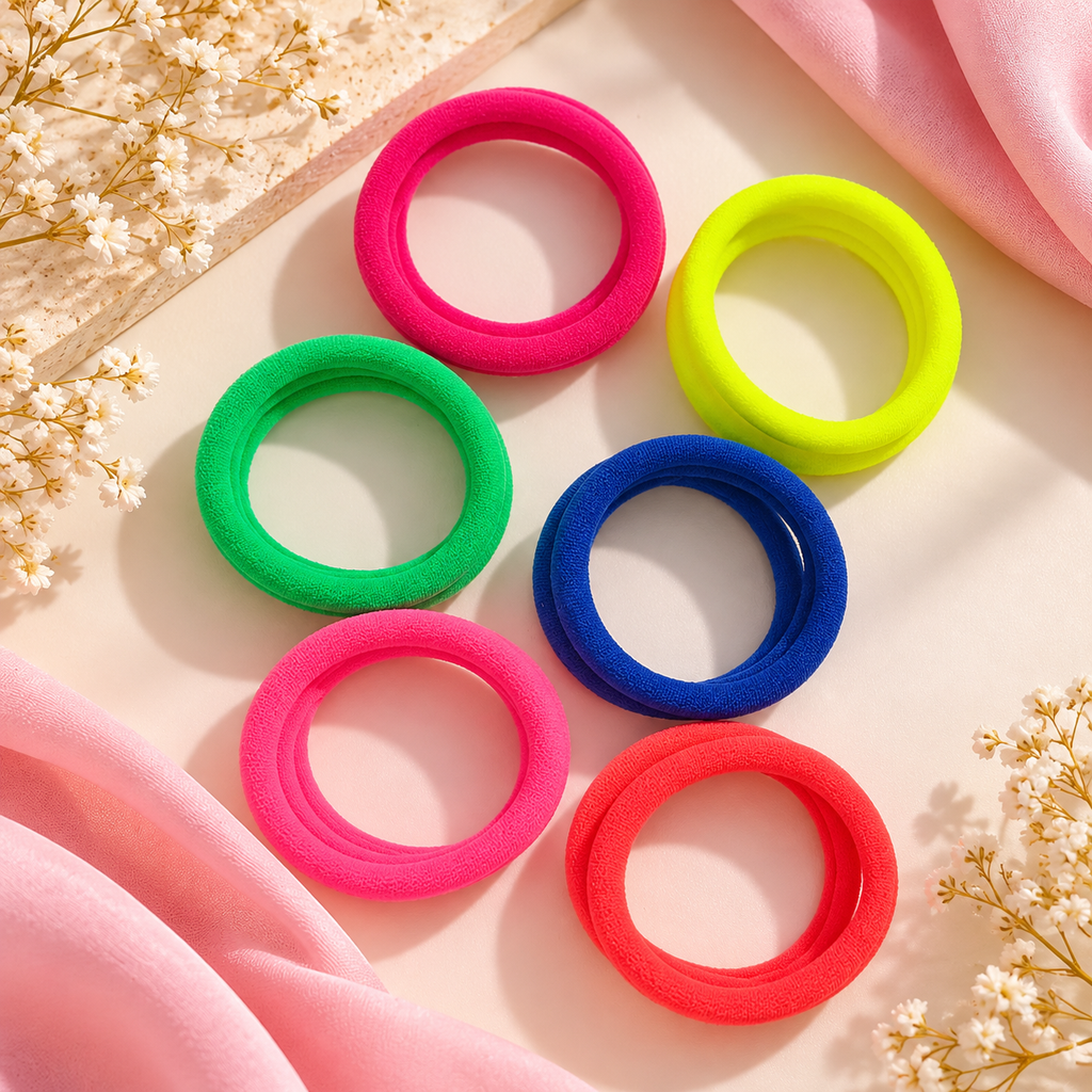 The99Jewel Set of 12 Soft Multicolor Hair Rubber Bands for Women & Girls