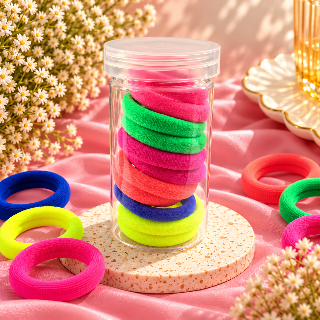 The99Jewel Set of 12 Soft Multicolor Hair Rubber Bands for Women & Girls