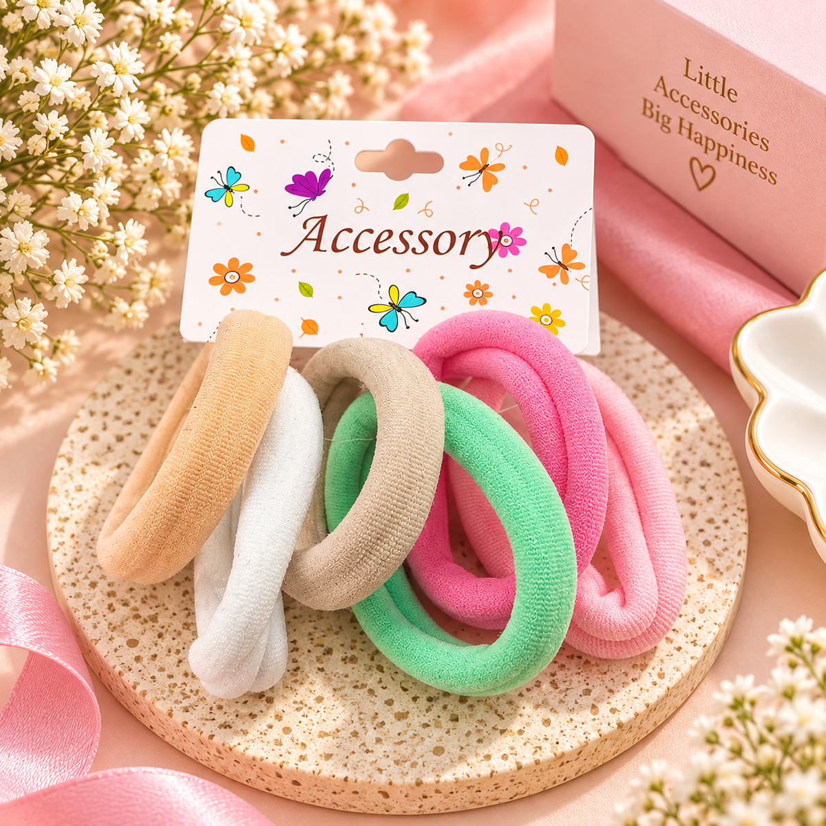 The99Jewel Everyday Hair Rubber Bands Set of 6 in Multicolor for Women & Girls