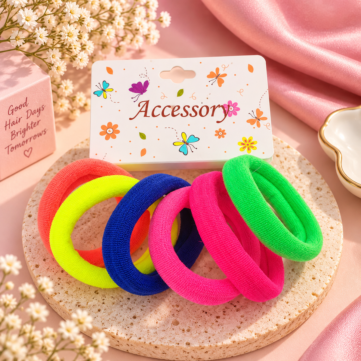 The99Jewel Everyday Hair Rubber Bands Set of 6 in Multicolor for Women & Girls